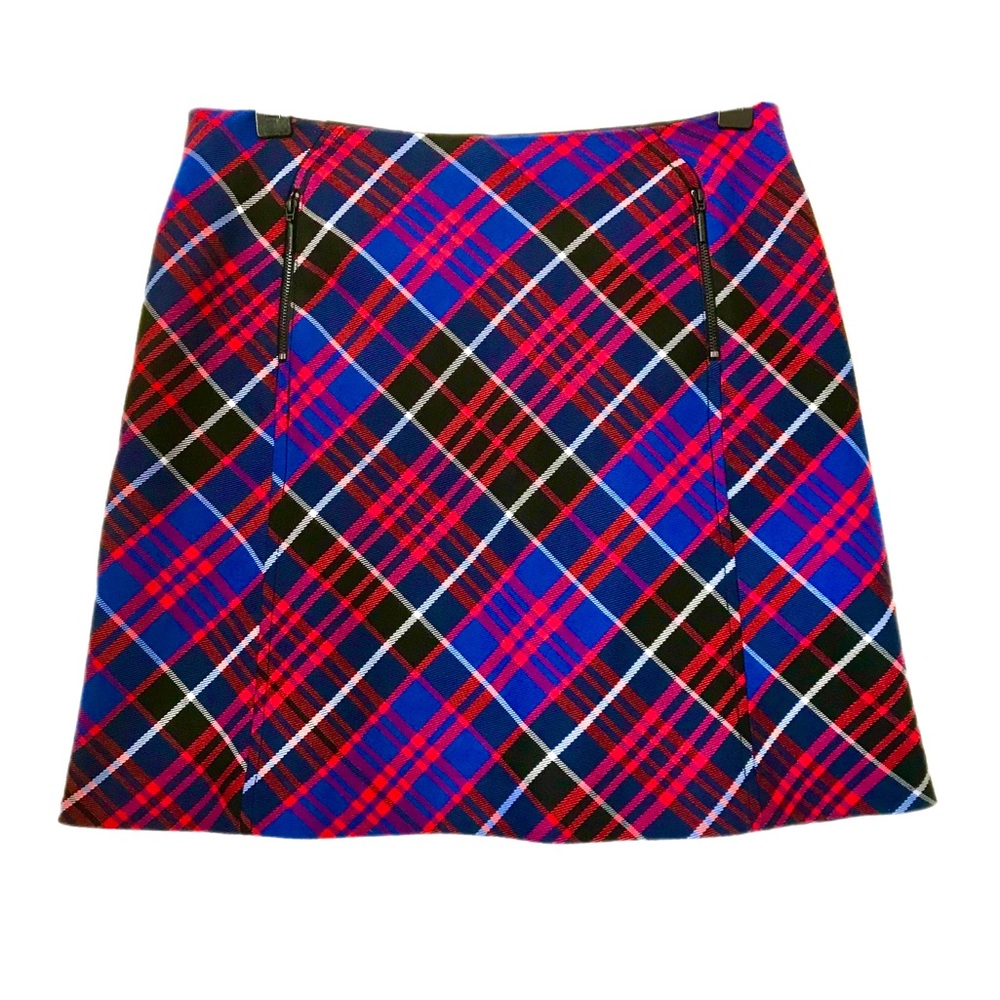 Anne Klein Plaid Skirt with Zippered Front Pockets Size 12